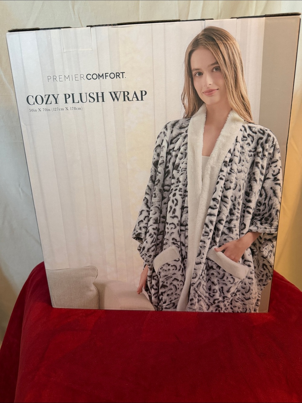 Premier Comfort Cozy Plush Wrap - Gray Leopard Print